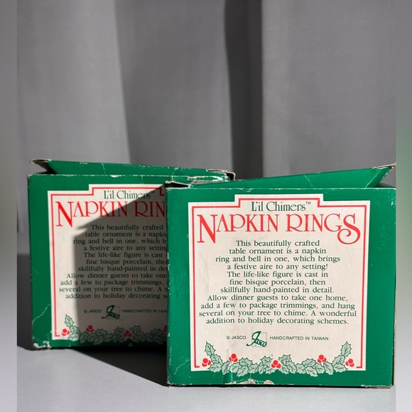 Vintage Jasco Bisque Porcelain L’il Chimers Bell Napkin Rings - Picture 10 of 11